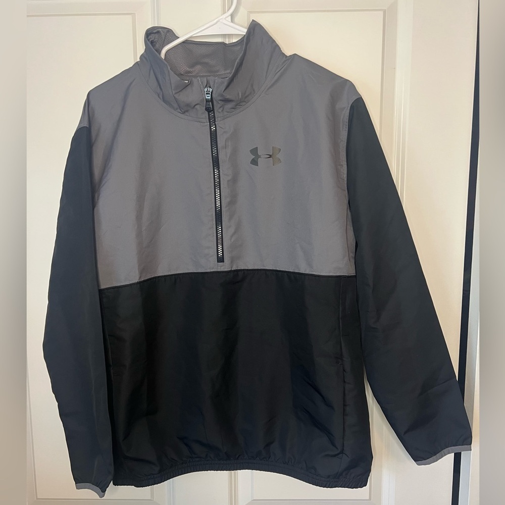 Under Armour Gray and Black Half-Zip Pullover/Windbreaker - Picture 1 of 9